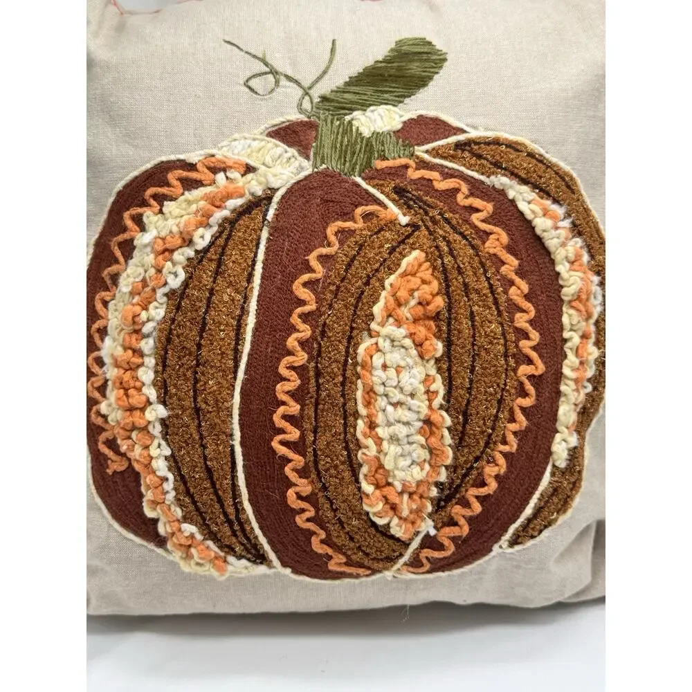 Square Tapestry Pillow Fall Pumpkin Vine 20 X 20 New Holiday Thanksgiving